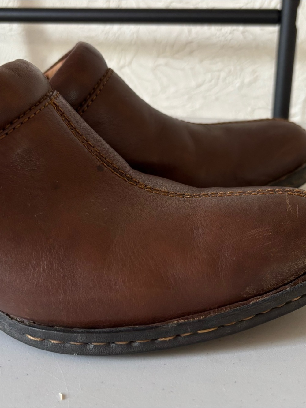 Born Women’s Dark Brown Leather Slip-On Booties - Picture 9 of 12